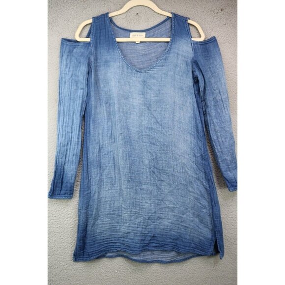Cloth and Stone Cold Shoulder Long Sleeve Gauzy Dress-Size Small - Picture 1 of 8